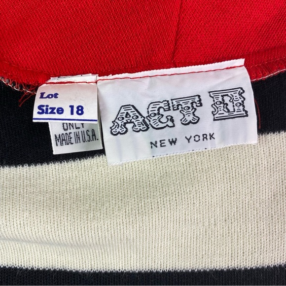 Vintage 80s Bold Black & White Stripe Open Front Cardigan Sweater Red Trim XL - Picture 4 of 4